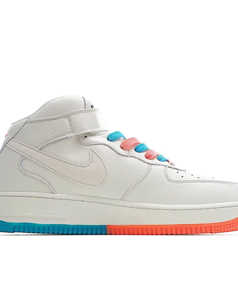 Nike Air Force 1 Mid07 Beige Red Blue Mid 3M Reflective