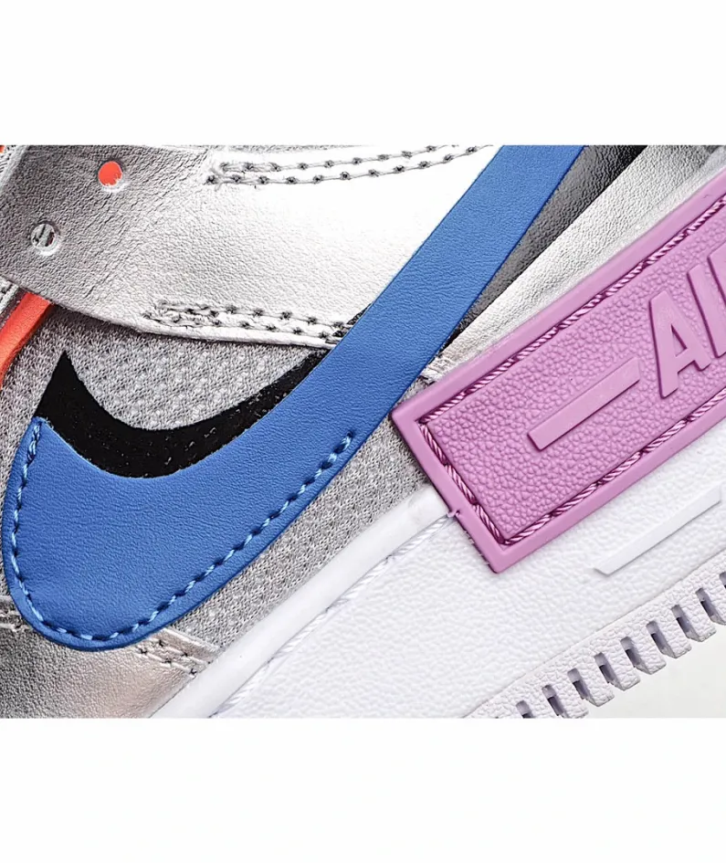 Nike WMNS Air Force 1 Shadow Silver Blue Purple Low Top Sneakers