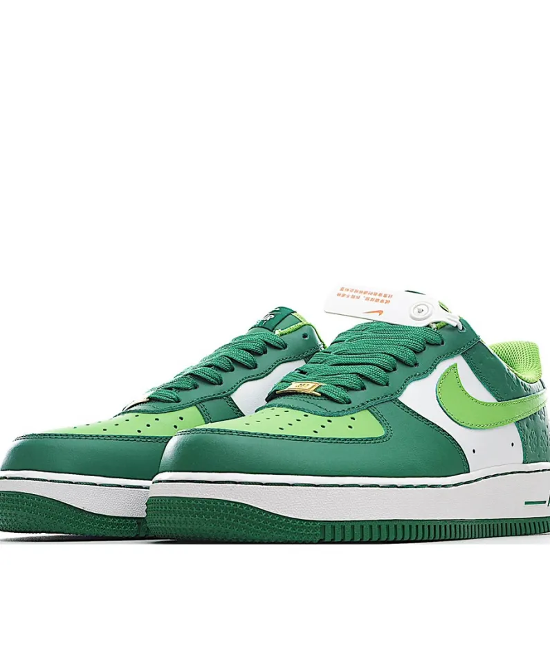Nike Air Force Low First Use White and Green Low-Top Sneakers