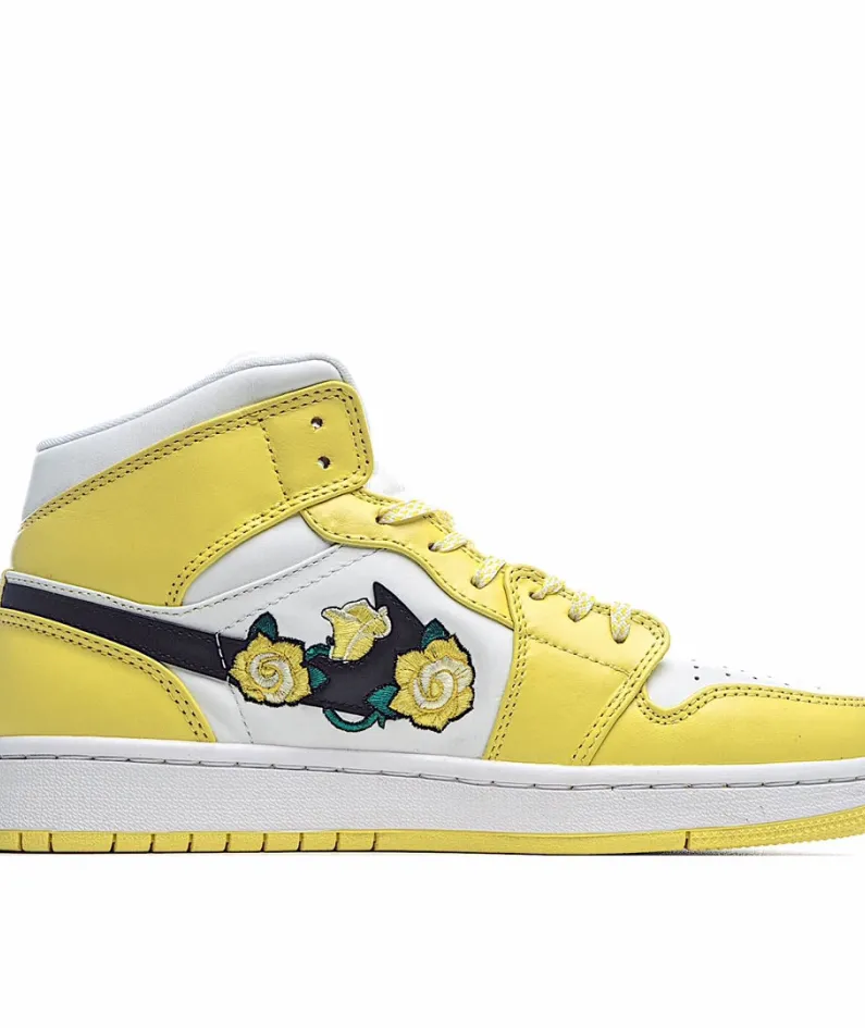 Air Jordan 1 Mid SE GS 'Rose Patch - Dynamic Yellow'