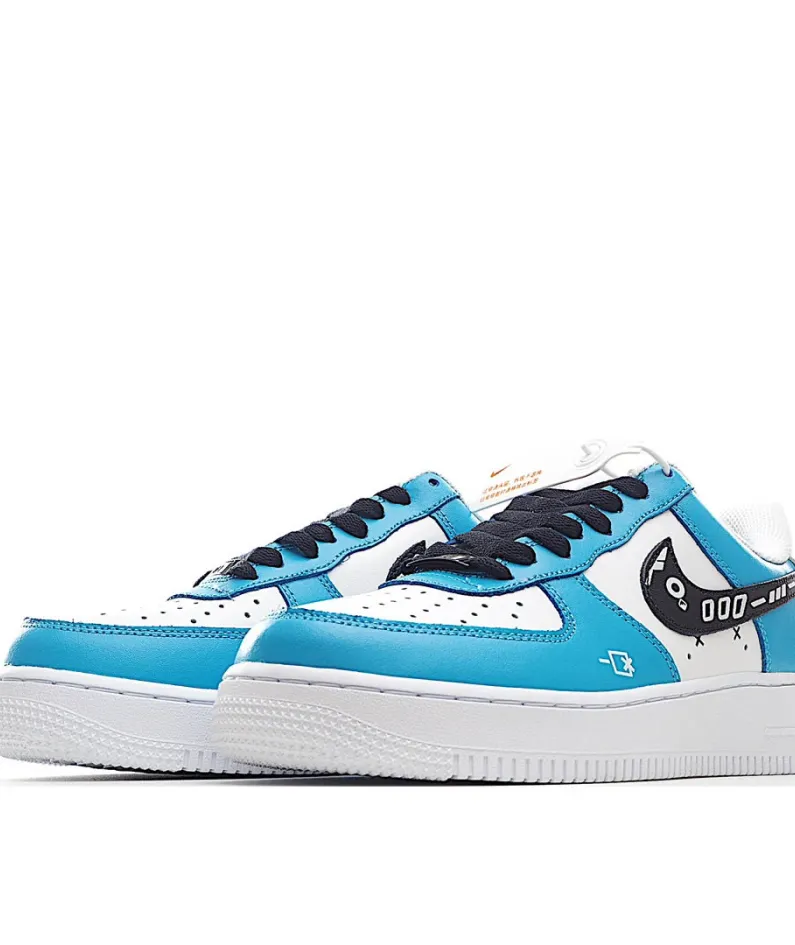 Nike Air Force 1 Low'07 White and Blue Low Top Sneakers