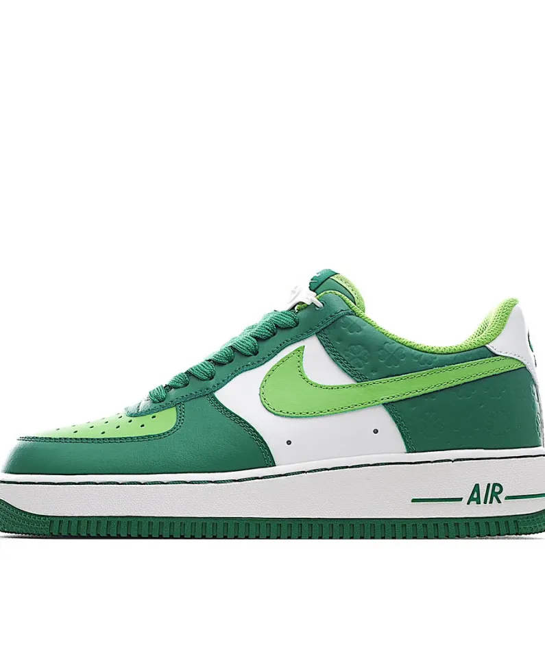 Nike Air Force Low First Use White and Green Low-Top Sneakers