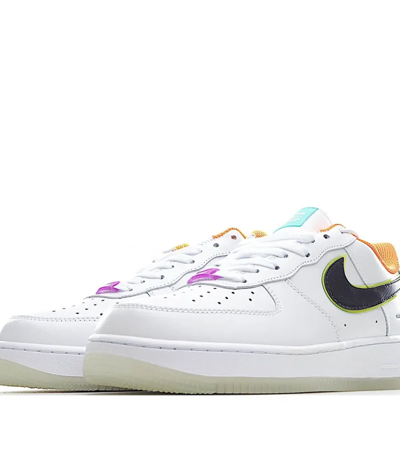 Nike Air Force 107 Sneakers White Black Orange