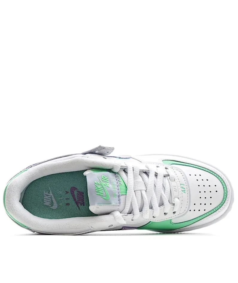 Nike Air Force 1 Shadow White, Green and Pink Low-Top Sneakers
