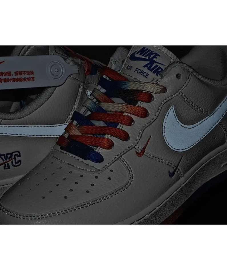 Nike Air Force 1 Low 07 Beige Red Blue Low Top Sneakers