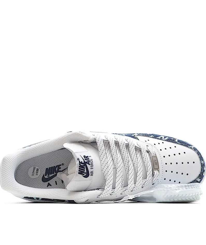 Nike Air Force 1'07 White and Blue Denim Print Panel
