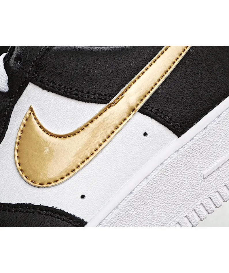 Nike Air Force 1 Low Low Top Black And White Gold