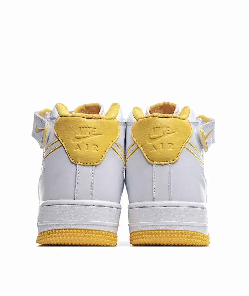 Nike Air Force1 White and Yellow Mid Top