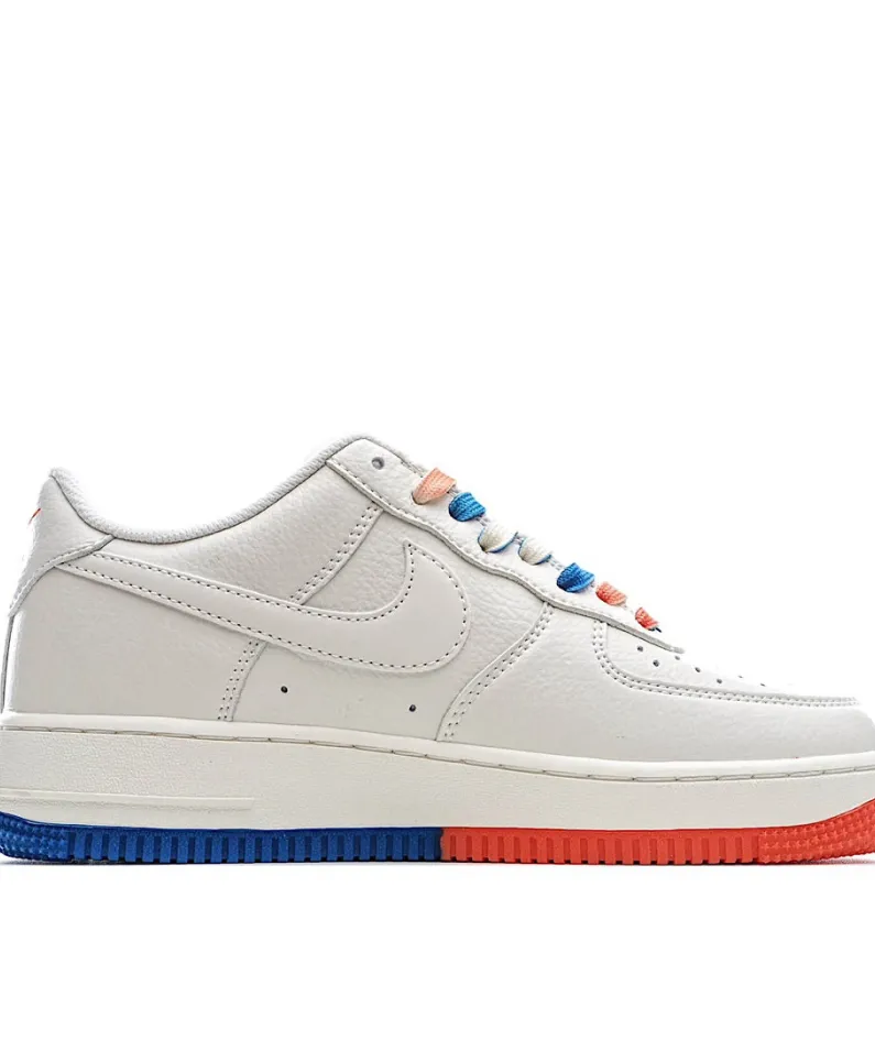 Nike Air Force 1 Low 07 Beige Red Blue Low Top Sneakers