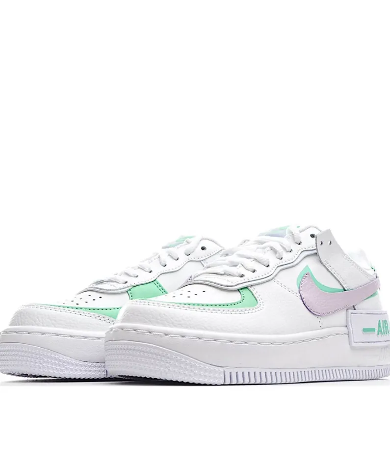 Nike Air Force 1 Shadow White, Green and Pink Low-Top Sneakers
