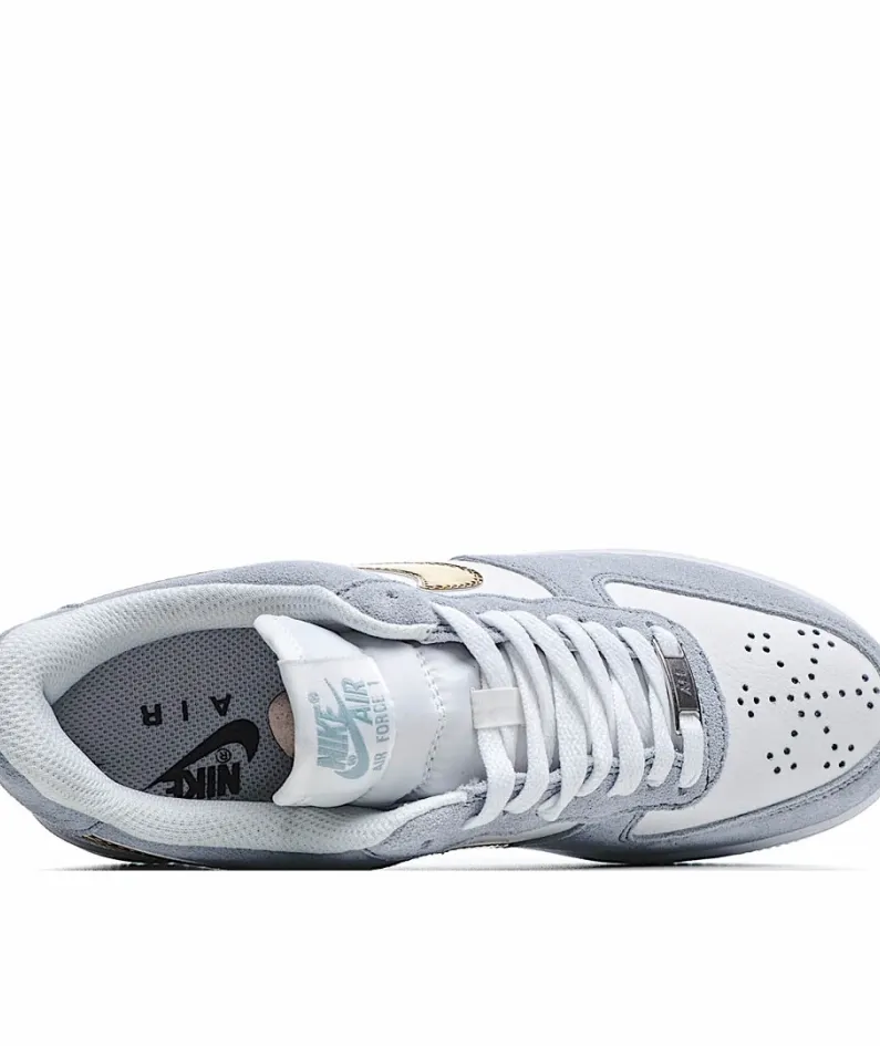 Nike Air Force 1 Low Top White, Blue and Gold