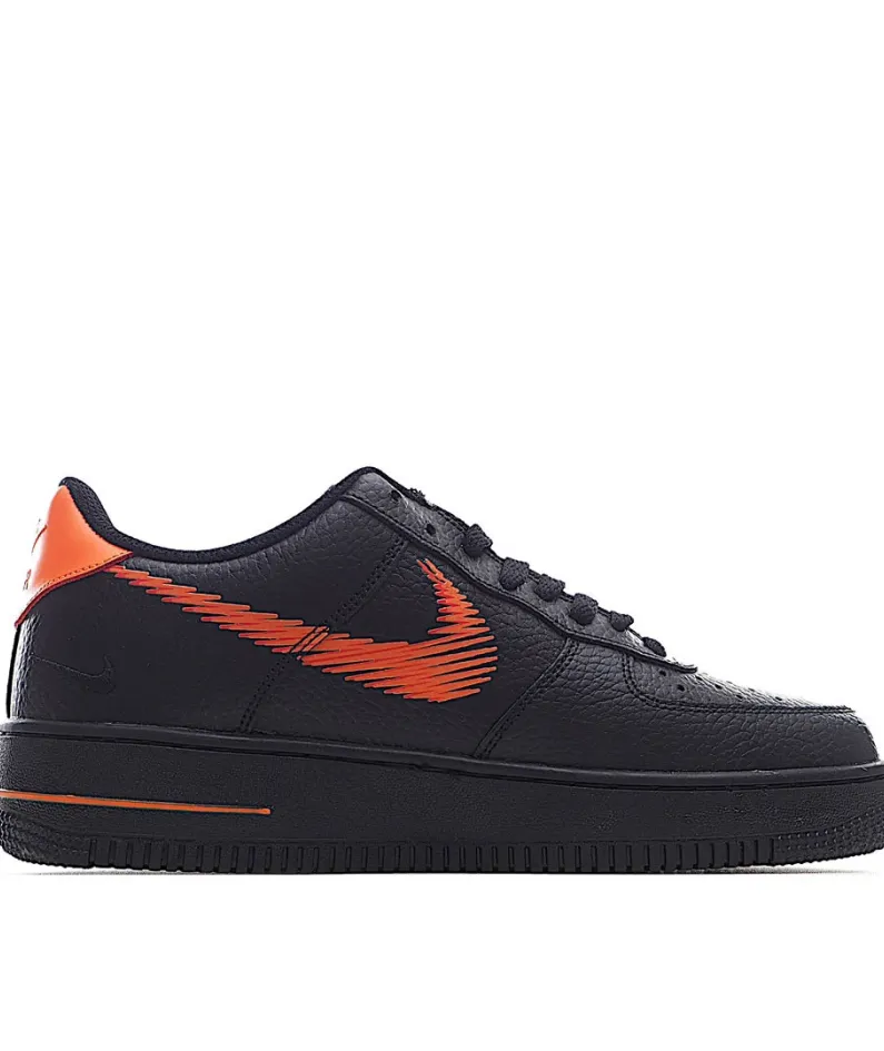 Nike Air Force 107 Black & Orange Low Top
