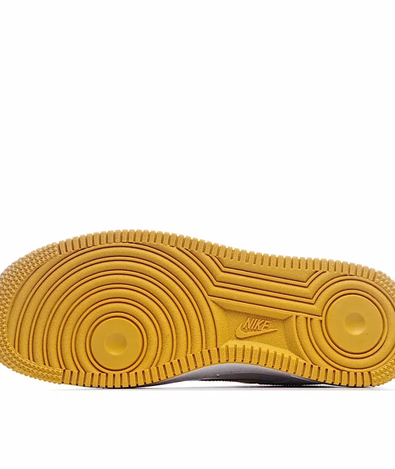 Nike Air Force 1 Low Low Top White and Yellow Double Hook