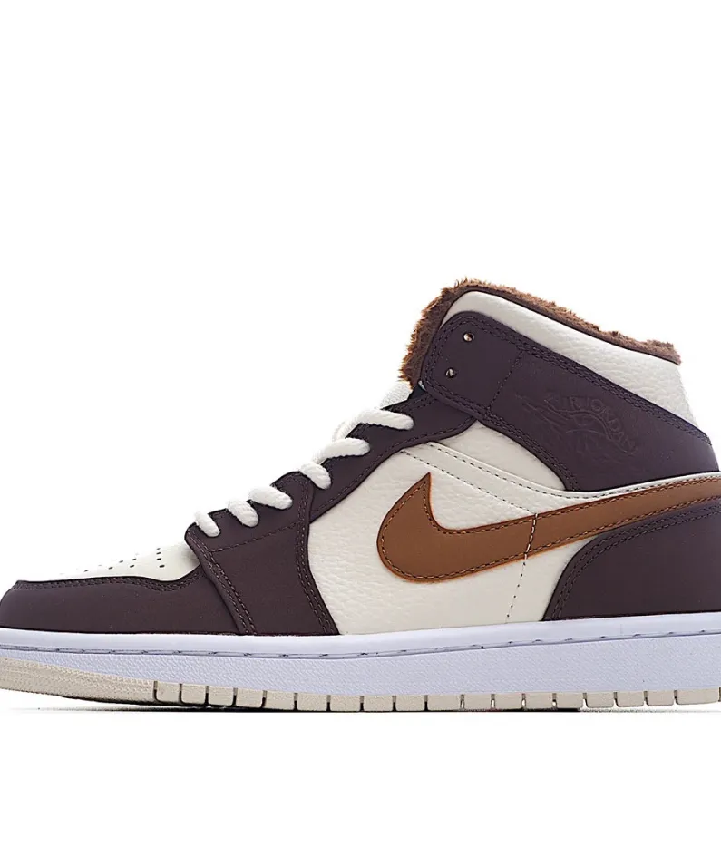Air Jordan 1 Mid AJ1 Mid Basketball Shoes Beige Brown