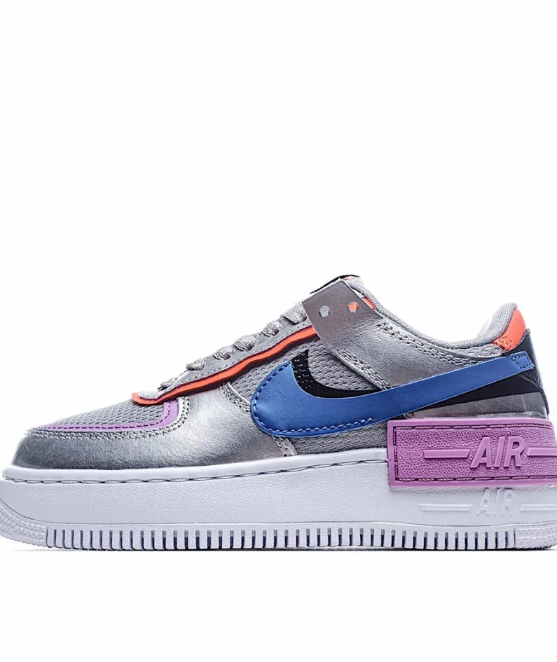 Nike WMNS Air Force 1 Shadow Silver Blue Purple Low Top Sneakers
