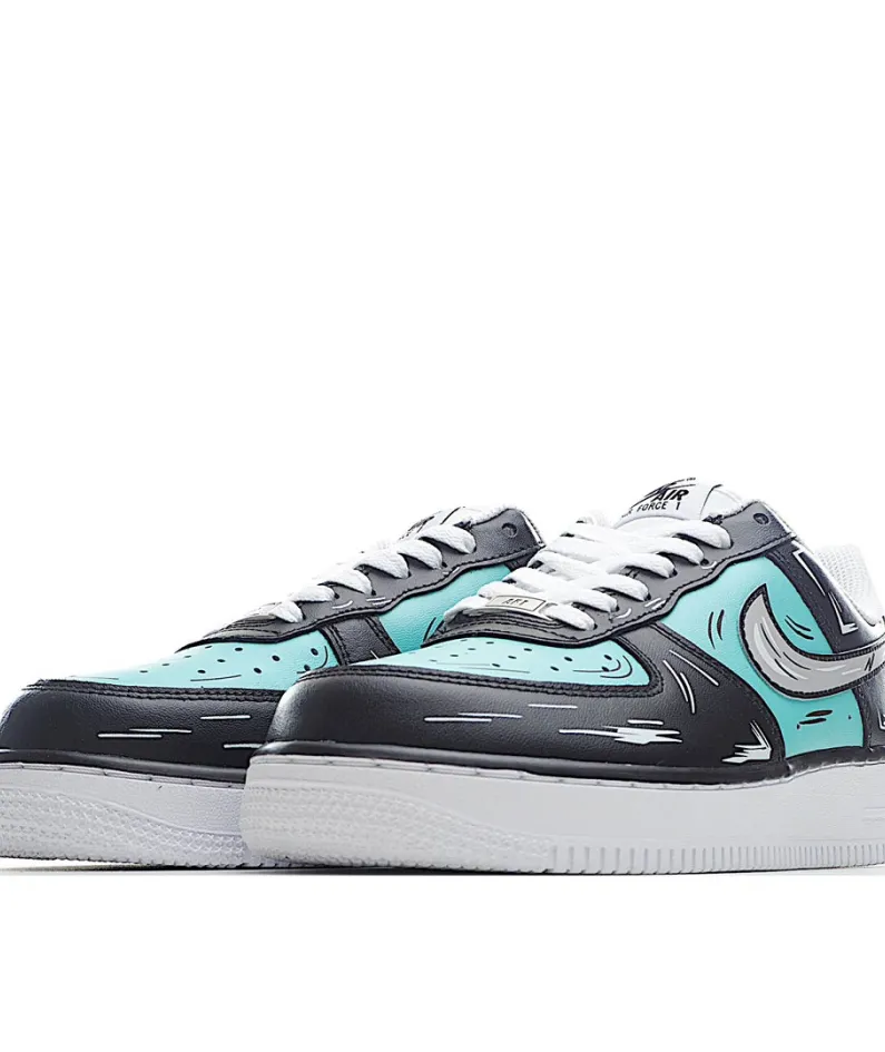 Nike Air Force 1 Low'07 Black and Blue Low Top Sneakers