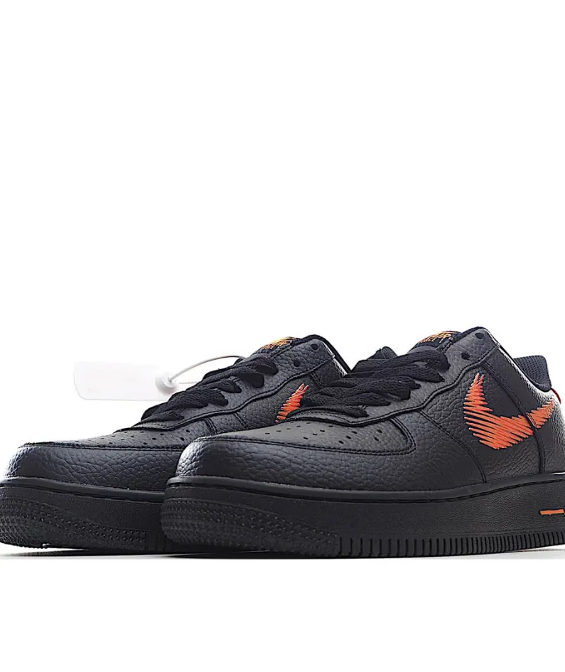 Nike Air Force 107 Black & Orange Low Top