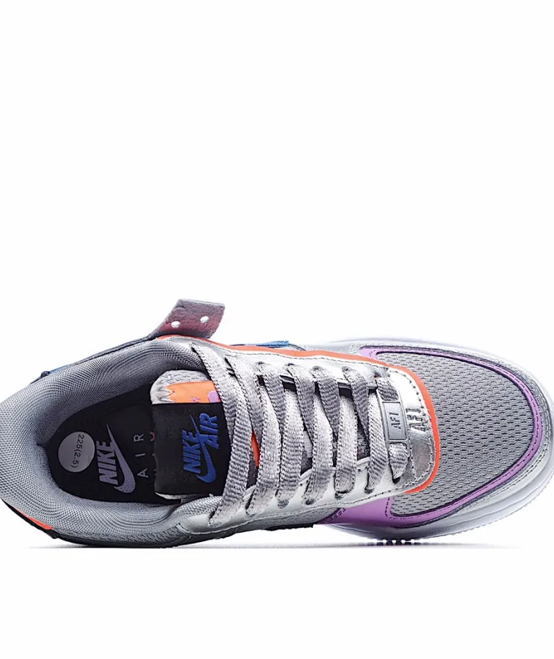 Nike WMNS Air Force 1 Shadow Silver Blue Purple Low Top Sneakers