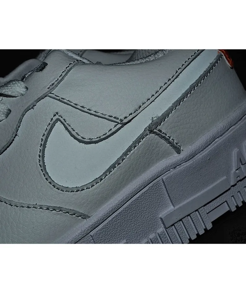 Nike Air Force 107 Low-Top Sneakers White and Orange Reflective Hook