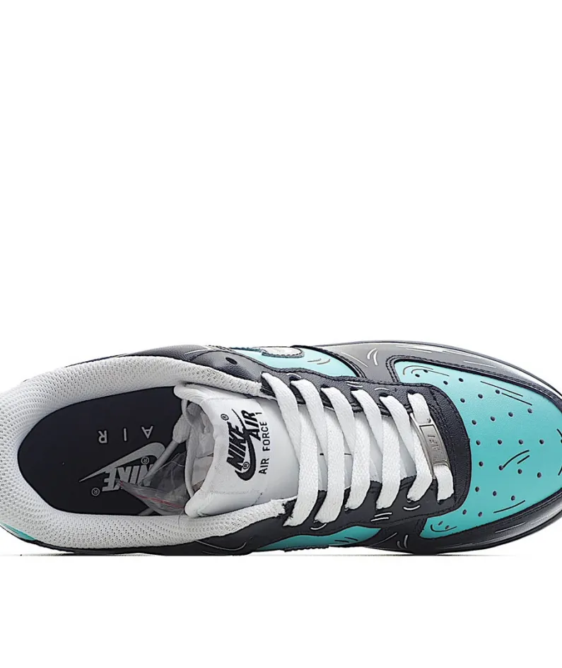 Nike Air Force 1 Low'07 Black and Blue Low Top Sneakers