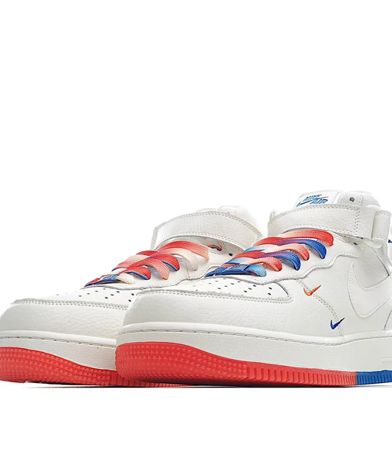 Nike Air Force 1 Mid07 Beige Blue Sneakers 3M Reflective