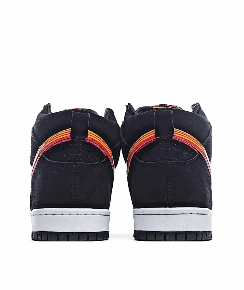 Nike SB DunkHigh Black Orange Yellow Hook High Cut