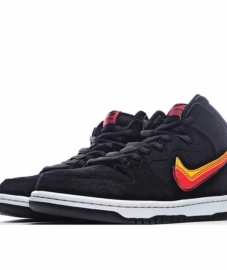 Nike SB DunkHigh Black Orange Yellow Hook High Cut