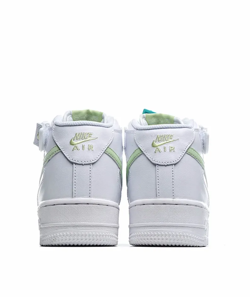 Nike Air Force 1 Mid Mid Top White and Green Reflective Gypsophila