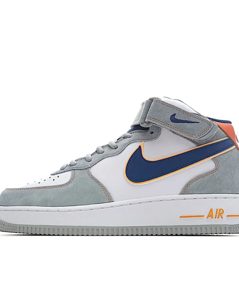 Nike Air Force 1 White Gray Blue Orange