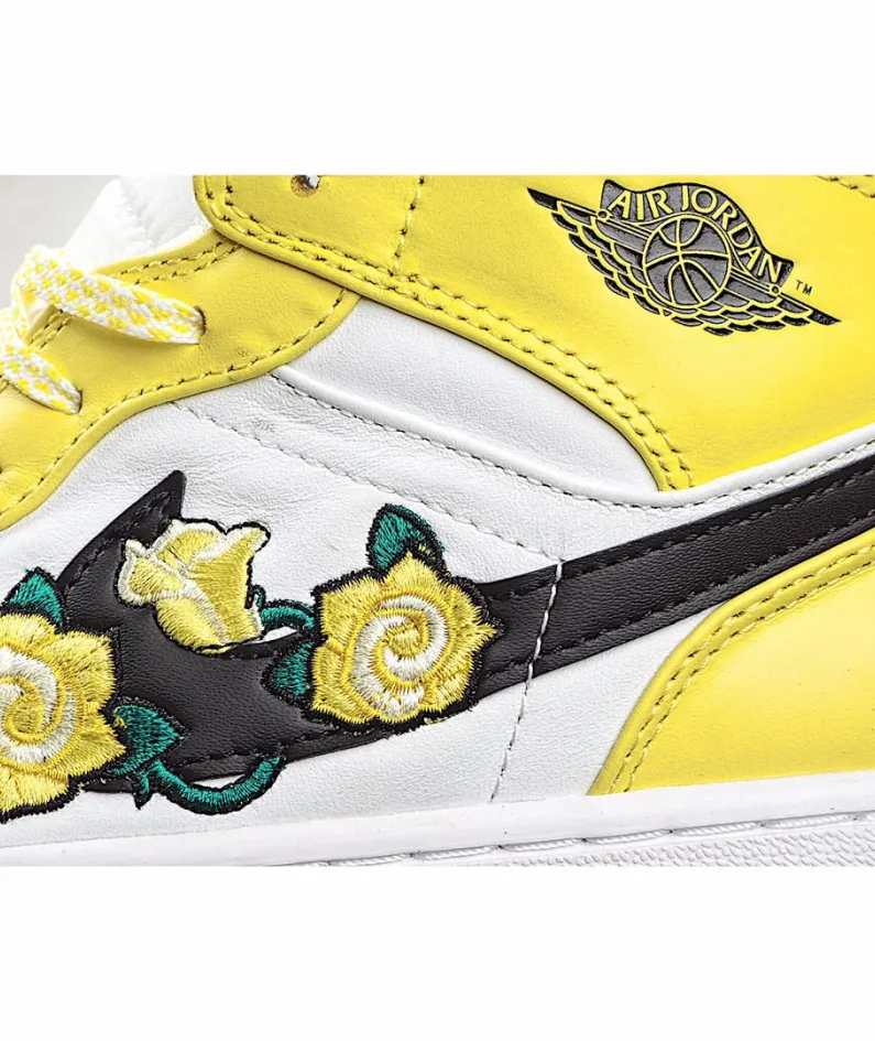 Air Jordan 1 Mid SE GS 'Rose Patch - Dynamic Yellow'