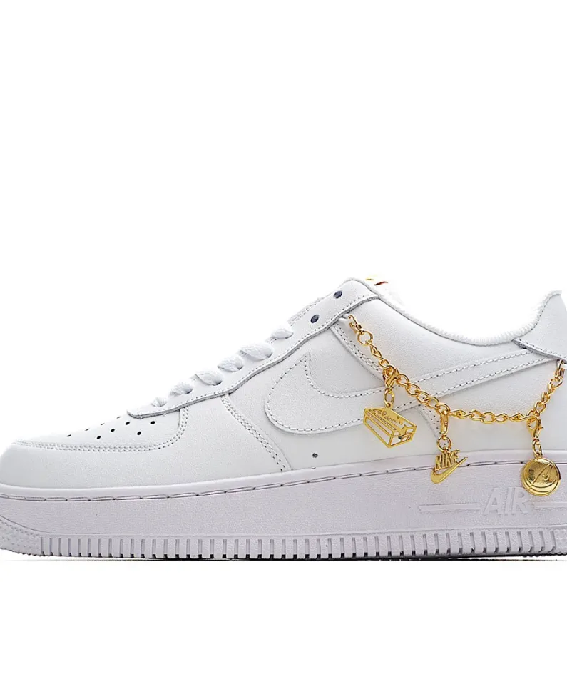 Nike Air Force 1 White Gold Chain