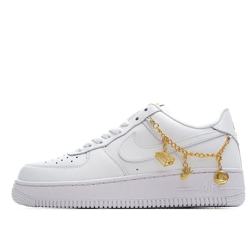 Nike Air Force 1 White Gold Chain