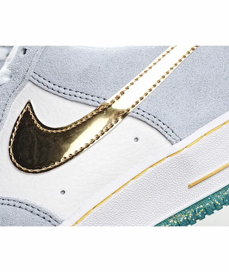 Nike Air Force 1 Low Top White, Blue and Gold