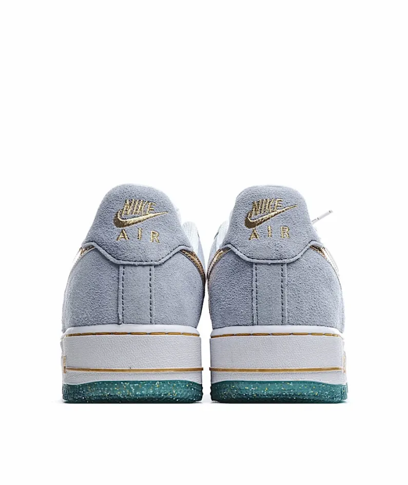 Nike Air Force 1 Low Top White, Blue and Gold