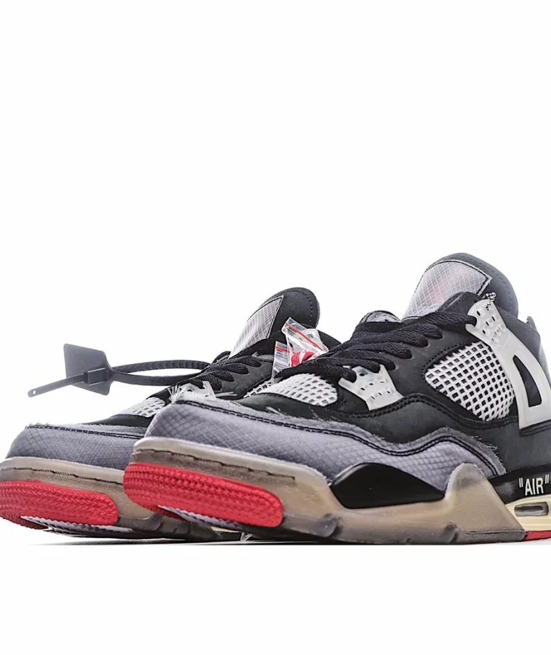 Air Jordan AJ4 RetroCream Cicada Wing Black Gray Red