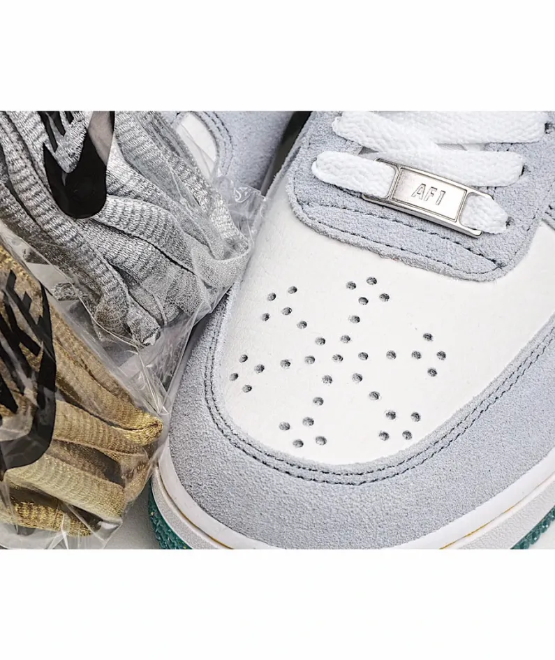 Nike Air Force 1 Low Top White, Blue and Gold