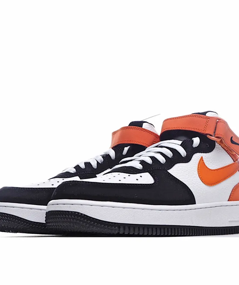 Nike Air Force 1 Mid Mid Top Black And White Orange