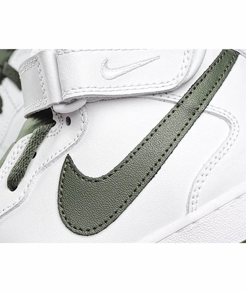 Nike Air Force 1 MID White and Green Mid-Top Sneakers