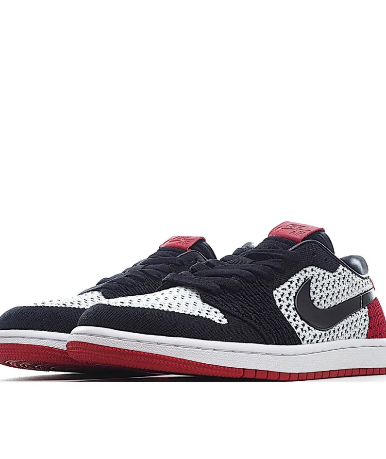 Air Jordan 1 Retro low Flyknit AJ1 Low Black Black And Red