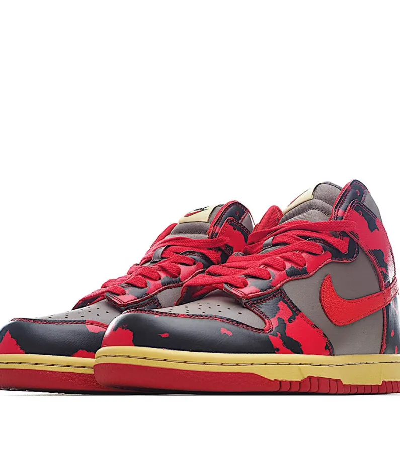 Nike Dunk High “Red Camo”  灰  黑 