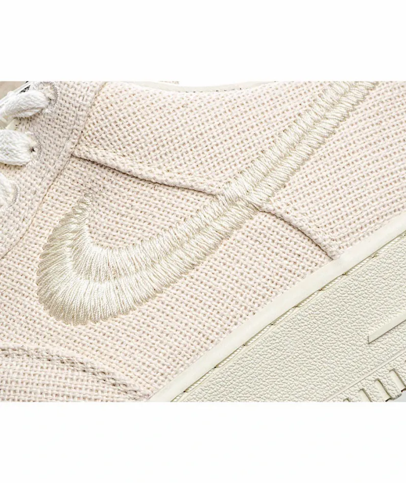 Stussy x Nike Air Force 1 Low Off-White Linen Embroidered Hook
