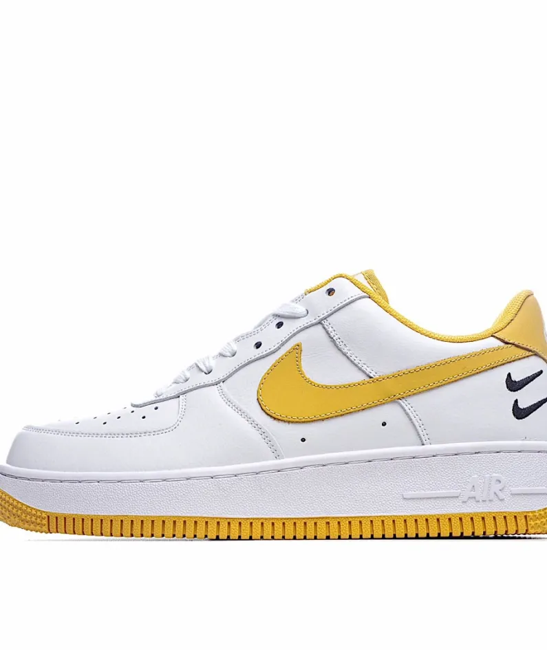 Nike Air Force 1 Low Low Top White and Yellow Double Hook