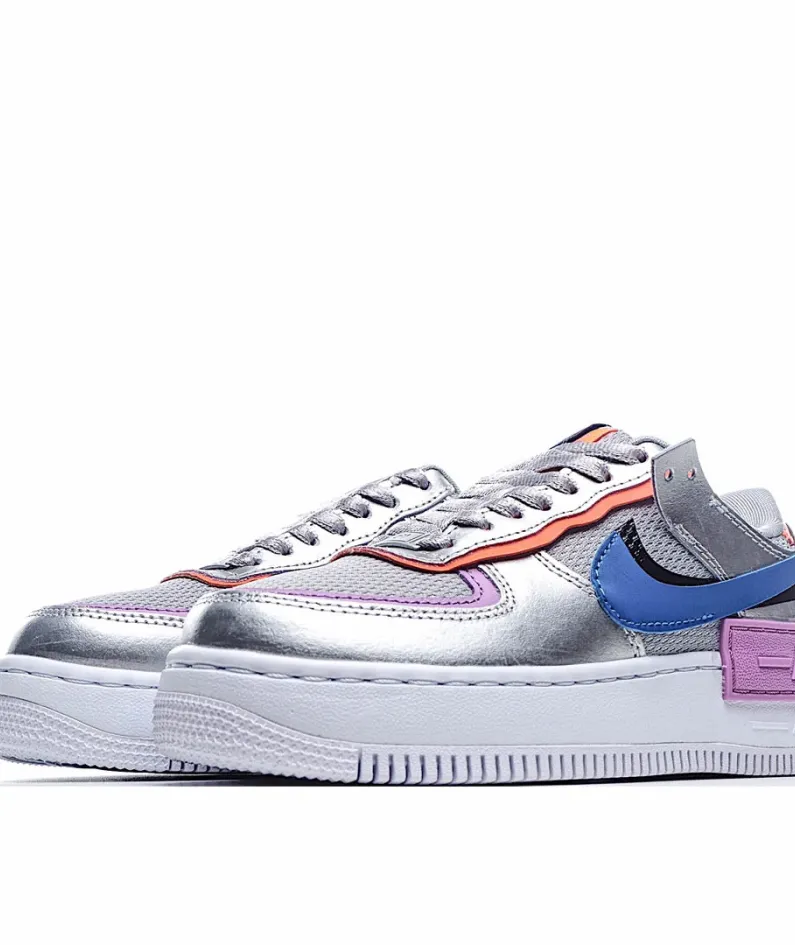 Nike WMNS Air Force 1 Shadow Silver Blue Purple Low Top Sneakers