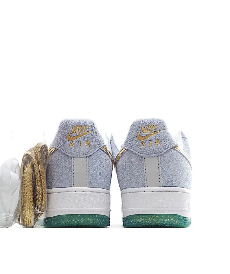 NikeAir Force 1 Low Top White Blue Gold