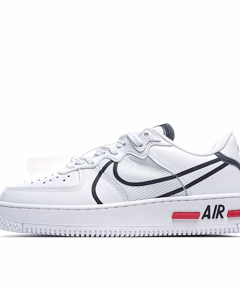 Nike AIR FORCE 1 REACT WHITE D/MS/X White Black Red