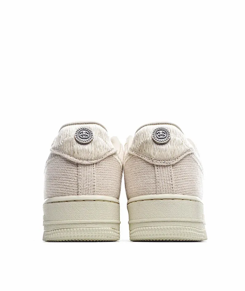 Stussy x Nike Air Force 1 Low Off-White Linen Embroidered Hook
