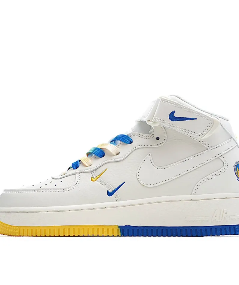 Nike Air Force 1 Mid07 Beige and Yellow Mid-Top Sneakers