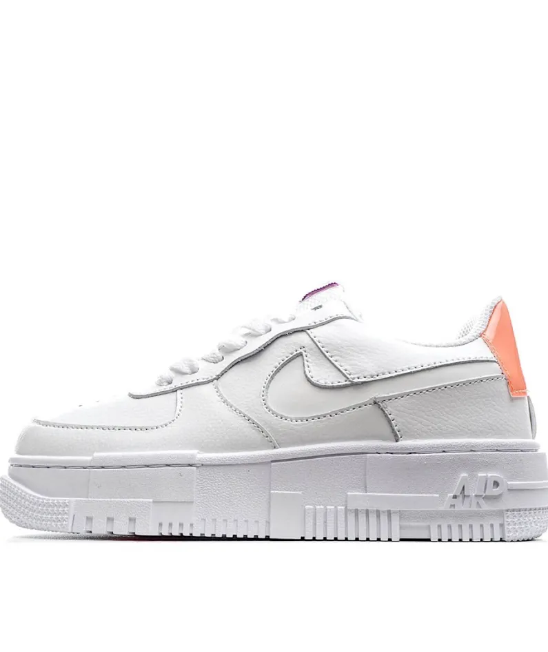 Nike Air Force 107 Low-Top Sneakers White and Orange Reflective Hook