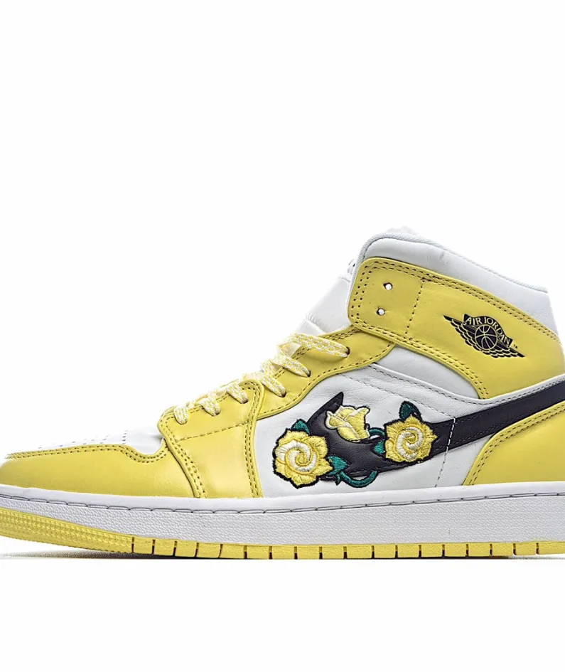 Air Jordan 1 Mid SE GS 'Rose Patch - Dynamic Yellow'
