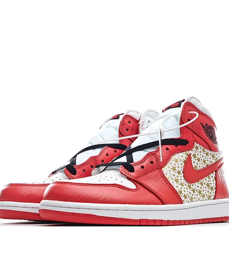 Supreme x AirJordan Retro AJ1 high-top basketball shoes
